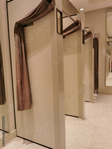 Fitting room interior in a mall. Nobody