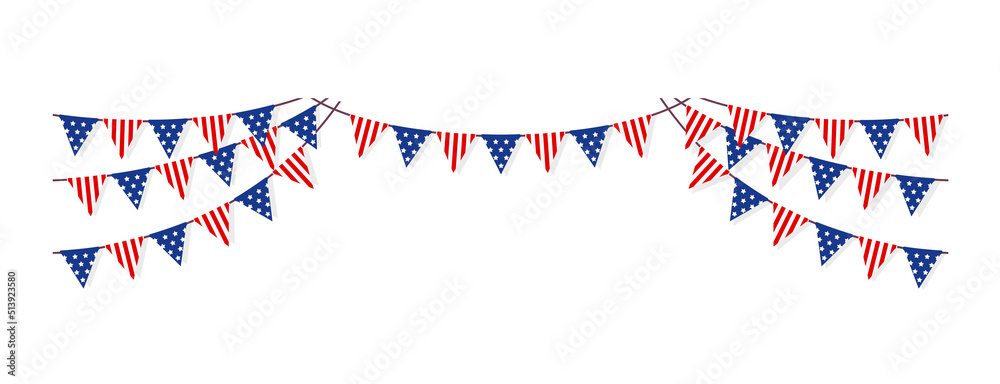 Obraz premium Bunting garland (pennant flags) decoration illustration | American flag