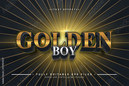 editable 3d golden boy text effect in gold and black.typhography logo