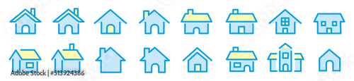 家 線画 アイコンセット Real estate house home flat line icon set vector