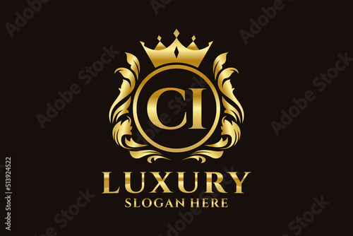 Initial CI Letter Royal Luxury Logo template in vector art for luxurious branding projects and other vector illustration.