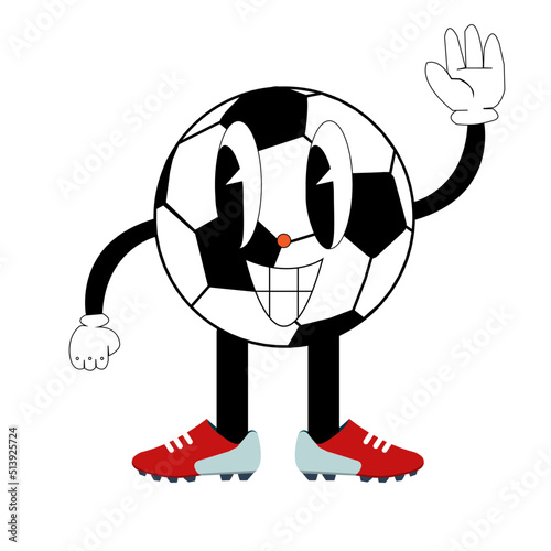 soccer ball Hands drawn flat design trendy cartoon element.