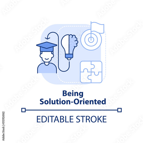 Being solution-oriented light blue concept icon. Resilience skill abstract idea thin line illustration. Achieving goals. Isolated outline drawing. Editable stroke. Arial, Myriad Pro-Bold fonts used