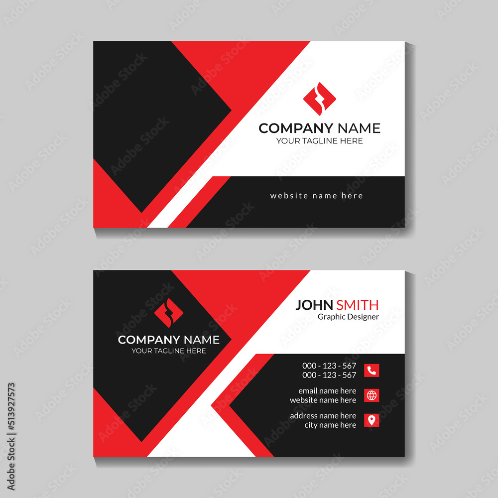 Corporate Professional Black and Red Business Card Design Template