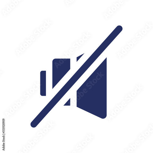 Mute white black glyph ui icon. Silent mode. Multimedia player control. User interface design. Silhouette symbol on white space. Solid pictogram for web, mobile. Isolated vector illustration