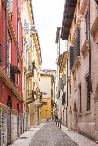 Cozy narrow street in the center of Verona. © marinadatsenko