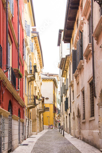 Cozy narrow street in the center of Verona. © marinadatsenko