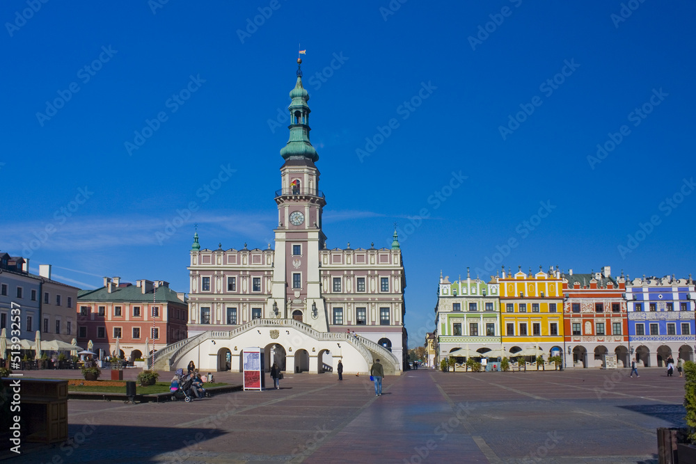Great Market Square (Rynek Wielki) in Zamosc, Poland