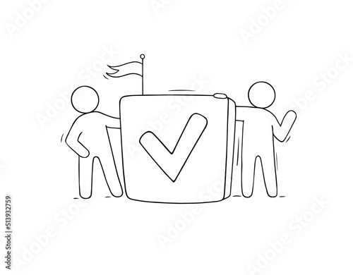 Doodle checklist with tick marks and people