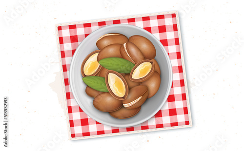 Argan Oil Seeds vector illustration with half piece of seeds from the top view