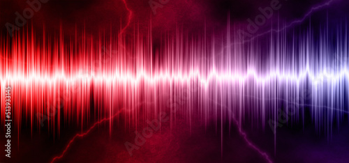 red-blue sound wave on a black background.