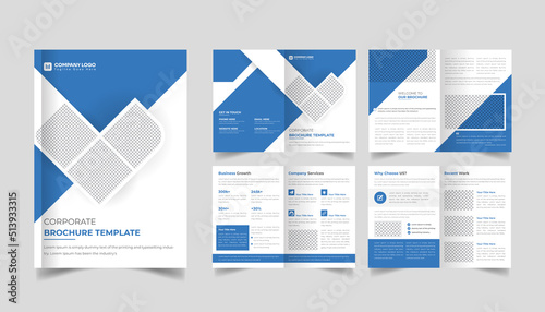 Company brochure template design, 8-page corporate brochure layout, minimal business brochure template design, Proposal project, booklet, company profile, Project proposal, corporate, catalog, annual