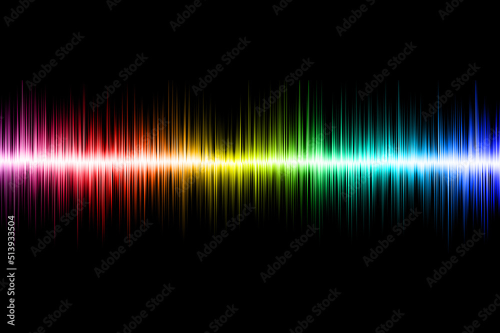 rainbow sound wave on black background. music equalizer