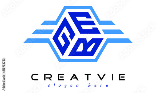 GEB three letter geometrical wings logo design vector template. wordmark logo | emblem logo | monogram logo | initial letter logo | typography logo | business logo | minimalist logo |