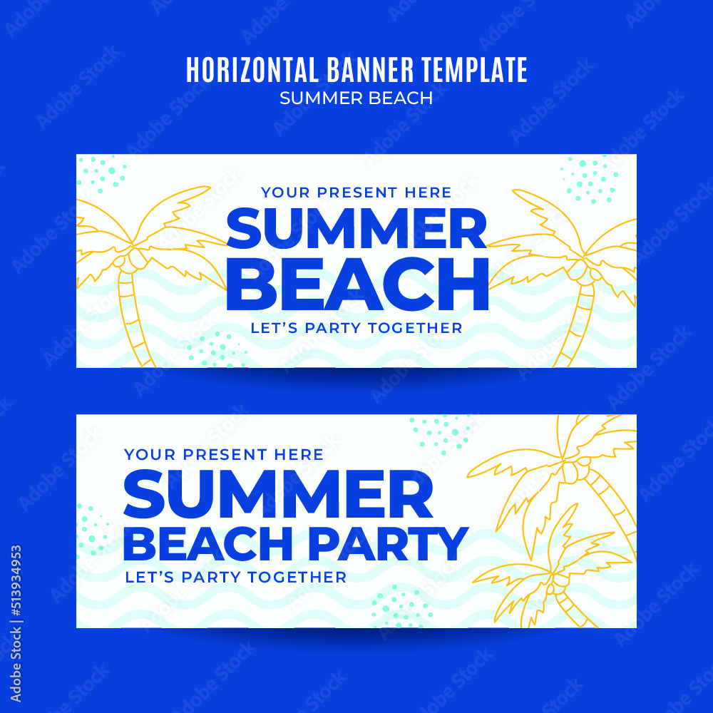 Fototapeta premium Summer Day - Beach Party Web Banner for Social Media Horizontal Poster, banner, space area and background