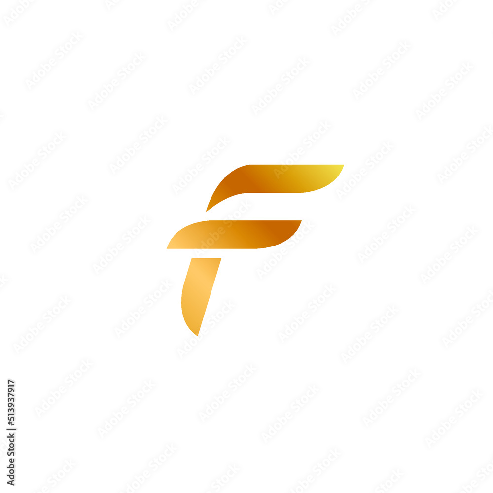 F Fly Logo, F Icon With Gold Color