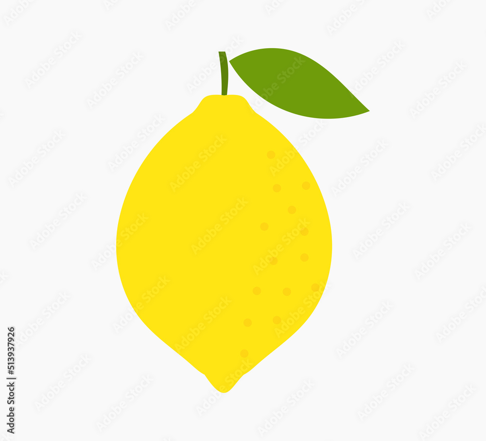 Yellow lemon fruit with leaf icon. Yellow lemon fruit with leaf icon.