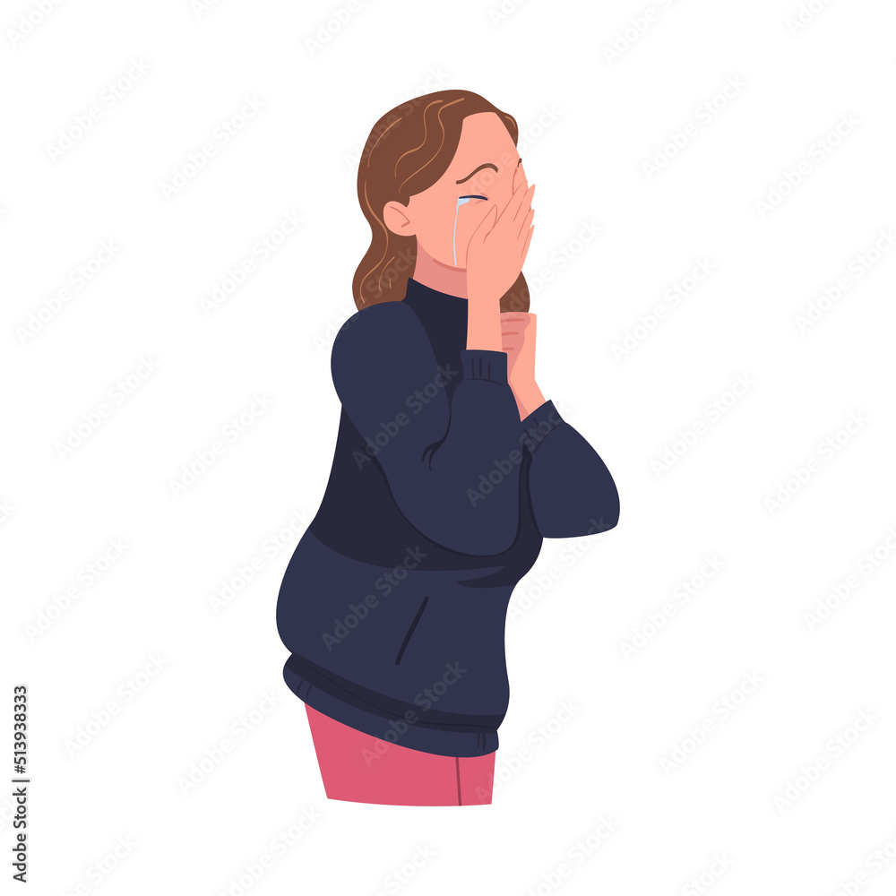 Crying Woman Character Weeping and Sobbing from Sorrow and Grief Feeling Sad and Upset Vector Illustration Crying Woman Character Weeping and Sobbing from Sorrow and Grief Feeling Sad and Upset Vector Illustration