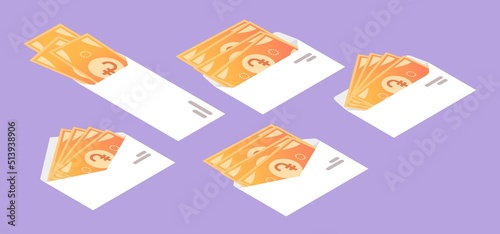 Armenian Dram Money in Envelope Isometric Icon