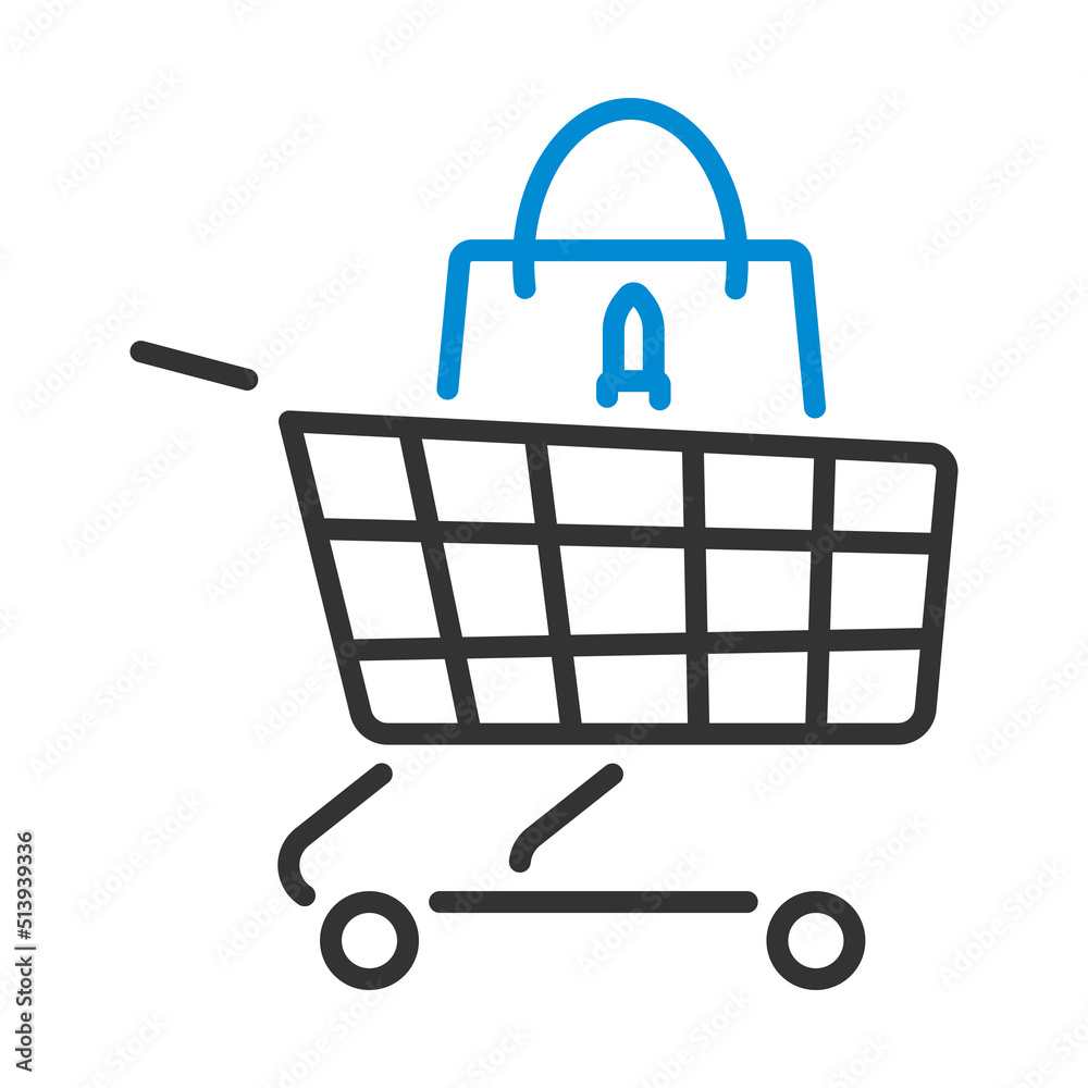 Shopping Cart With Bag Of Cosmetics Icon Shopping Cart With Bag Of Cosmetics Icon