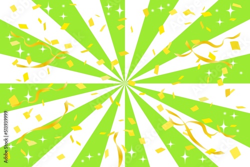 紙吹雪集中線背景イラスト緑