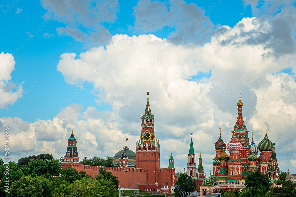 St. Basil's Cathedral and Kremlin Walls and Tower in Red square. St. Basil's Cathedral and Kremlin Walls and Tower in Red square.