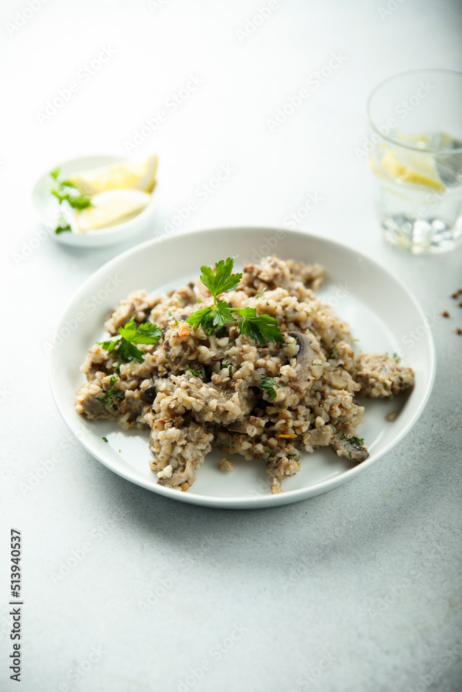 Buckwheat with mushroom and onion Buckwheat with mushroom and onion