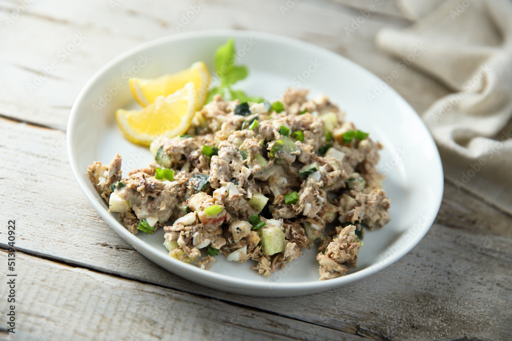 Homemade herring tartare with apple