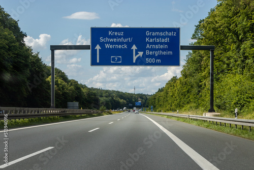 Autobahn A7, Deutschland, Abzweigung nach Gramschatz