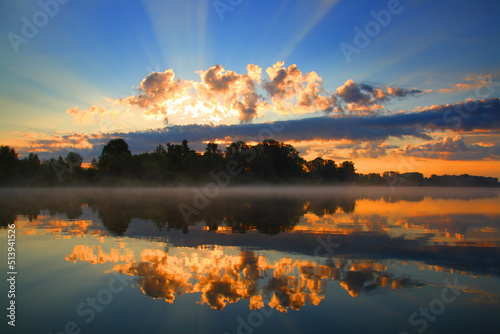 sunrise and reflection in river © Kokhanchikov
