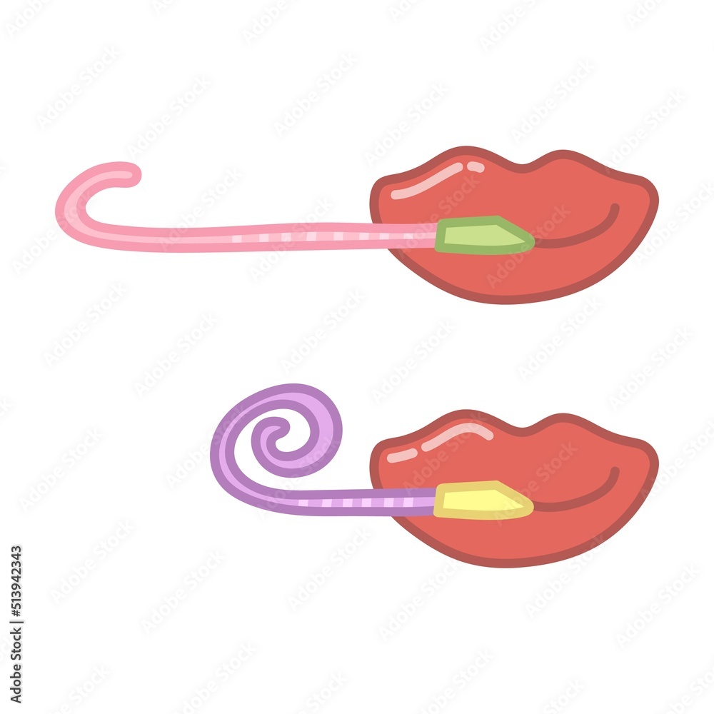 Party blowouts with mouth. Hand drawn illustration in cartoon style. Vector isolated on white background. Party blowouts with mouth. Hand drawn illustration in cartoon style. Vector isolated on white background.