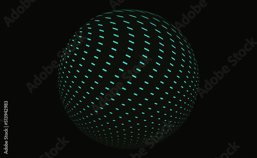 dashed hollow sphere in turquoise on black © L.Dep