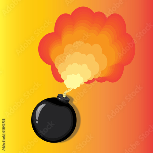 bomb with burning fuse