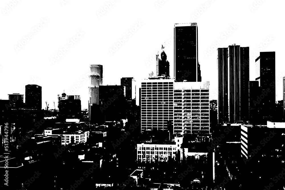 Obraz premium Black illustration sketch city building clipart