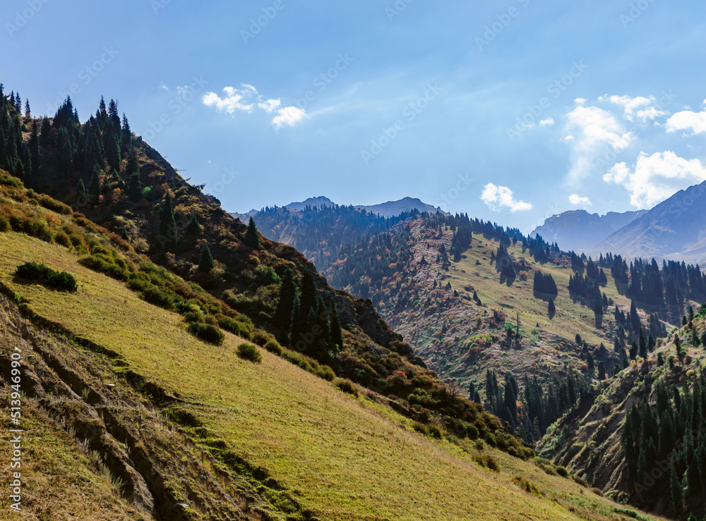 the slopes of the Tien Shan mountains the Zailiysky Alatau ridge near Almaty the Shimbulak ski resort