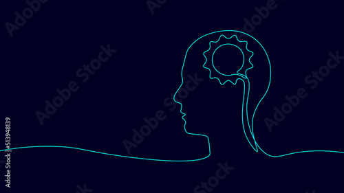 One line coaching session problem solution concept. Creative idea mindset line art psychologist therapy. Education online training leader strategy business vector illustration