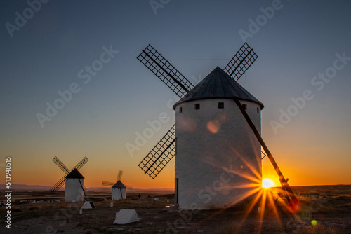 Sunset at the windmills of Campo de Criptana, Spain