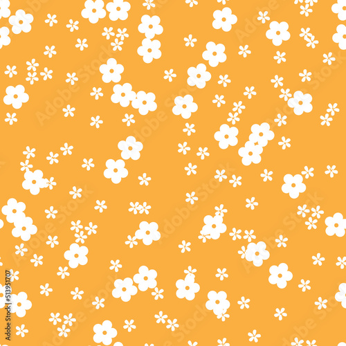 Floral seamless vector illustration pattern for background, fabric, Wrapping paper and others isolated on golden yellow background.