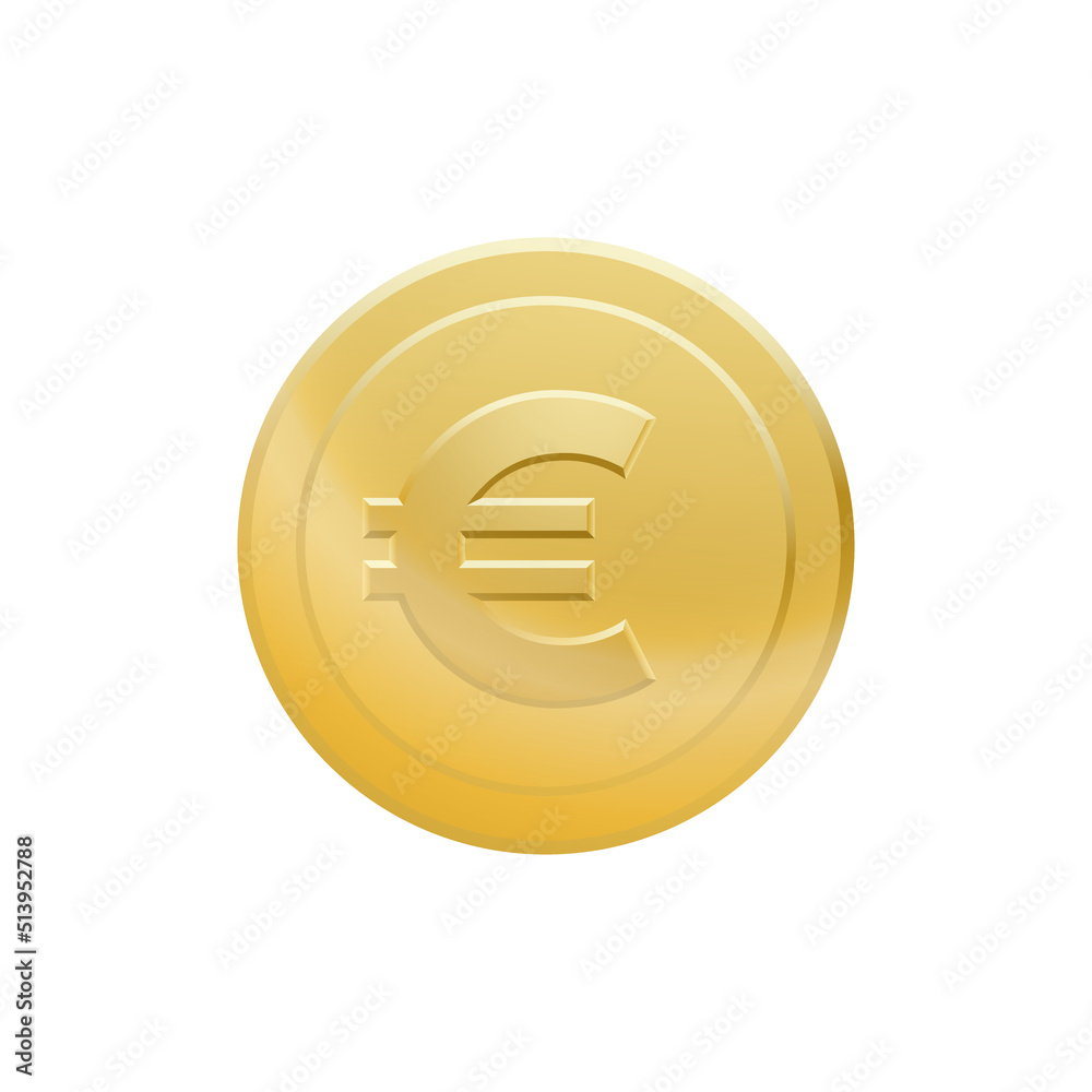 Obraz premium Gold euro coin isolated on white background. Vector illustration
