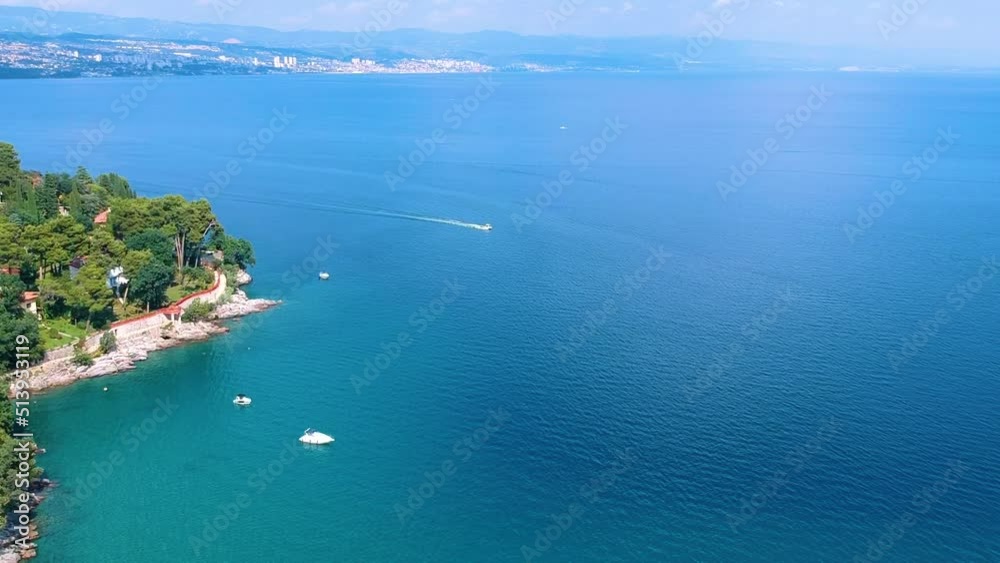 Aerial View Of Adriatic Coast With Calm Blue Waters During Summer. Aerial View Of Adriatic Coast With Calm Blue Waters During Summer.
