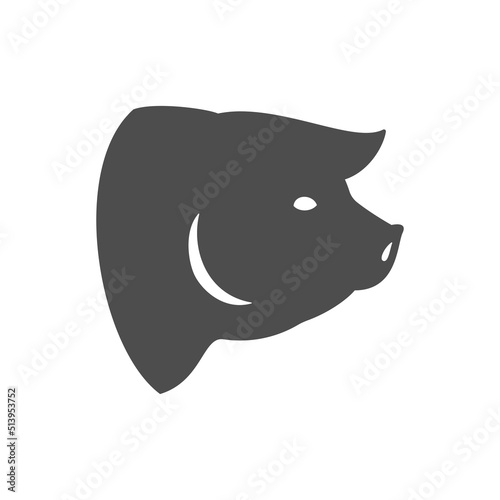 Fat pig head with ears side view livestock butchery market monochrome vintage icon vector