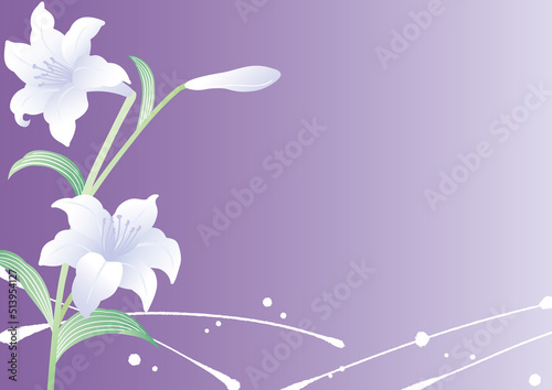 お盆 お彼岸テンプレート背景　百合の花
