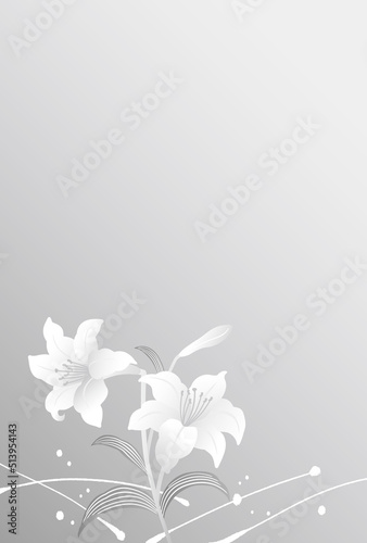 喪中はがきテンプレート背景　百合の花