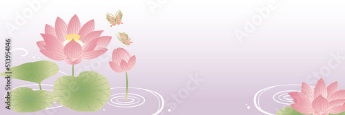 お盆 お彼岸テンプレート背景　蓮の花