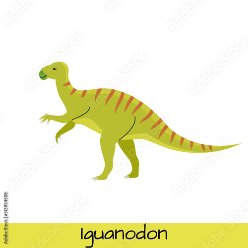 Iguanodon dinosaur vector illustration isolated on white background.