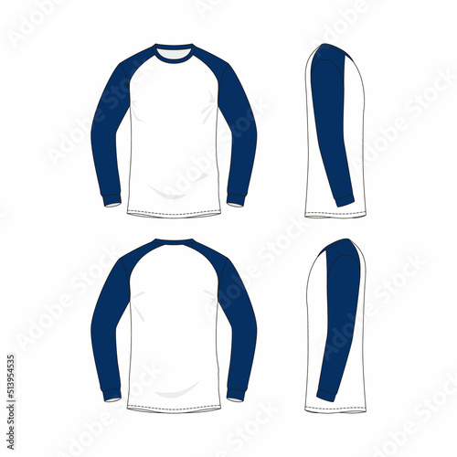 long sleve shirt mock up template, front and back view, isolated on white, plain white t-shirt mockup. Long sleeved tee design presentation for print