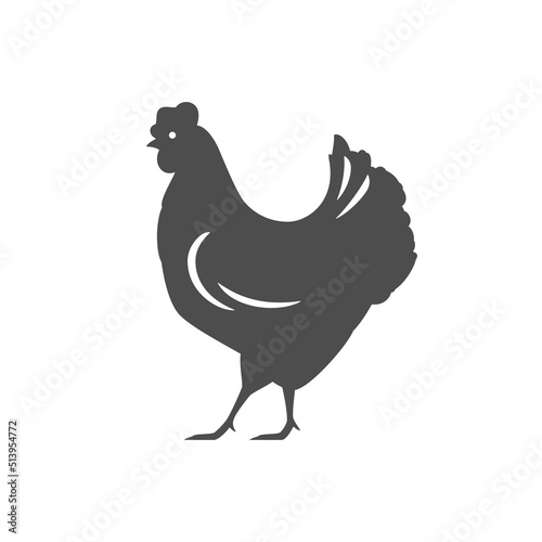 Chicken farm bird countryside agricultural fowl monochrome vintage icon vector illustration