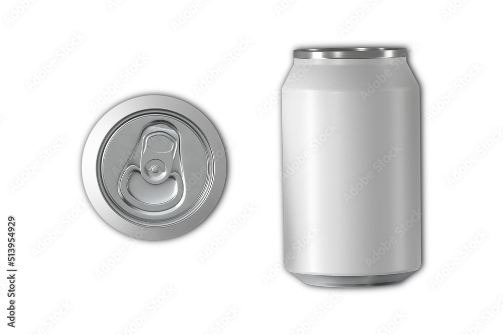 Soda can blank template mockup. Juice, soda, beer, energetic can blank isolated on white background. Aluminum can for design. top and front view. 3d rendering. Soda can blank template mockup. Juice, soda, beer, energetic can blank isolated on white background. Aluminum can for design. top and front view. 3d rendering.