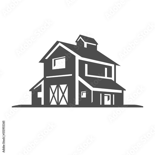 Village house countryside building ranch harvest warehouse livestock breeding vintage icon vector
