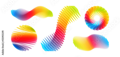 Sphere. Abstract digital wave with dynamic effect. 3d vector illustration made of various overlapping elements. Applicable for banners, placards, posters or flyers.